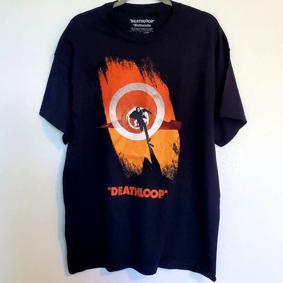 Men's Deathloop Graphic Shirt Bethesda Gaming T-Shirt Top Loot Crate Tee XL - Picture 1 of 4
